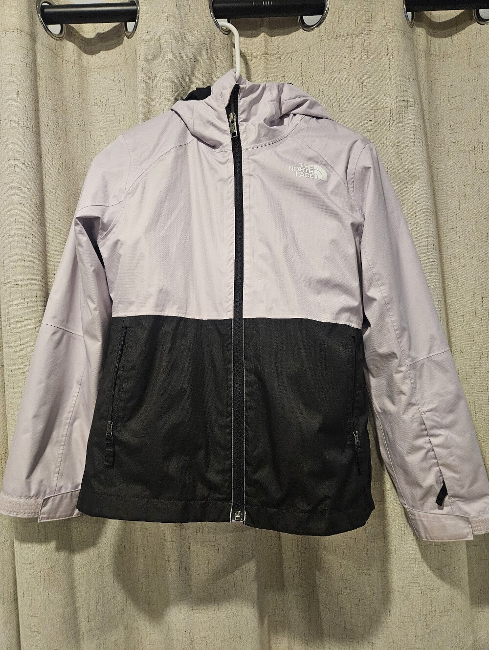 The North Face Two-Tone Kids Hooded Rain Jacket - Light Lavender And Black
